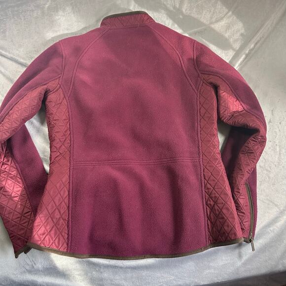 Barbour Malena Cropped Fleece Jacket in Burgundy quilted accents women's 8 - Picture 8 of 8